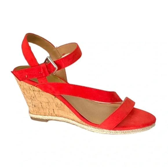 DOLCE VITA | Dv8 Retro Orange Ankle Strappy Round Toe Pierra Dress Wedge Size 10 - Picture 2 of 8